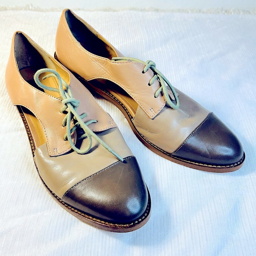 Steven by Steve Madden Allovr cutout color block leather lace up flats Oxford 8